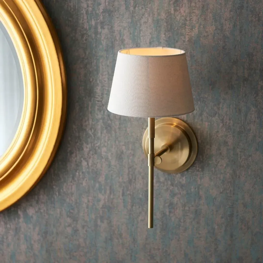 Rennes & Cici 1-Light Wall Light - Antique Brass, Ivory Fabric product