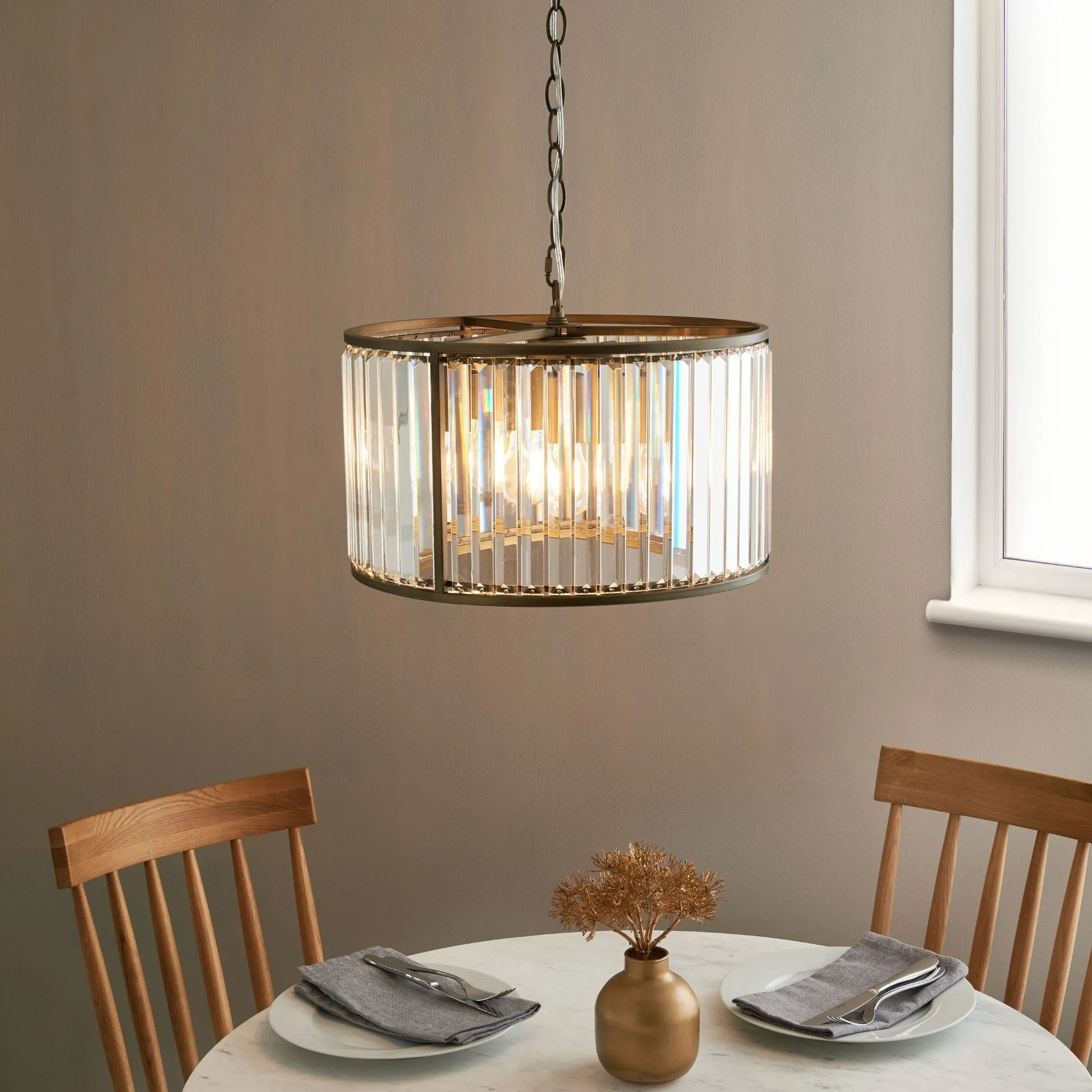 Resto Crystal Pendant Ceiling Light - Antique Brass product