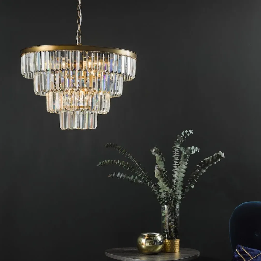 Rhapsody 6-Light Pendant - Natural Brass, Crystal product