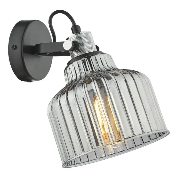 Rhode Ribbed Wall Light - Smoked Glass, Matt Black product