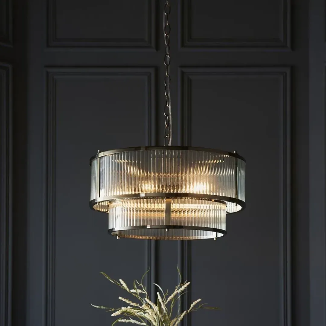 Ridgeston 5-Light Pendant Ceiling Light - Antique Brass, Glass product
