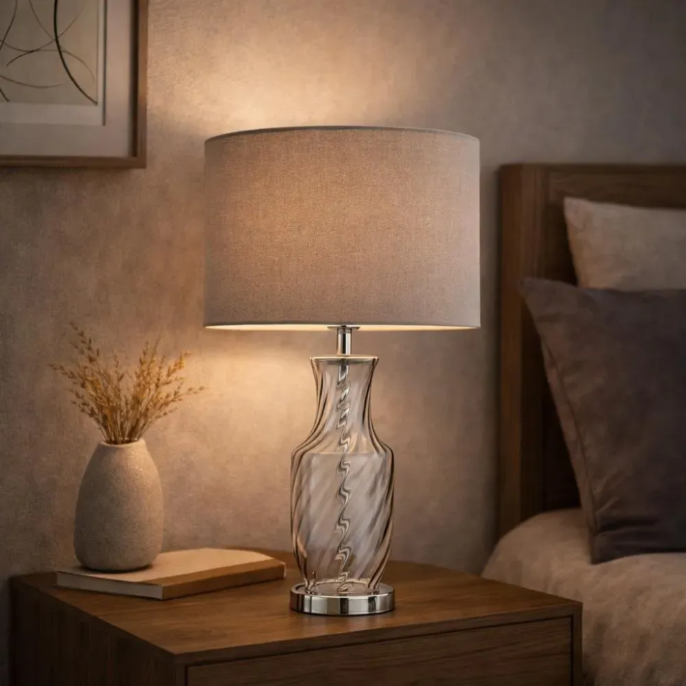 Rigl Twist Glass Table Lamp - Grey product