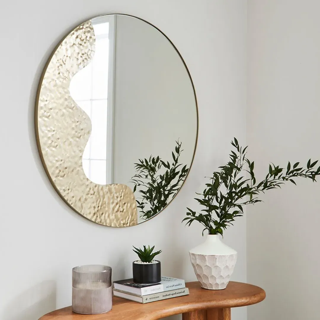 Ripple Round Mirror - Antique Brass product