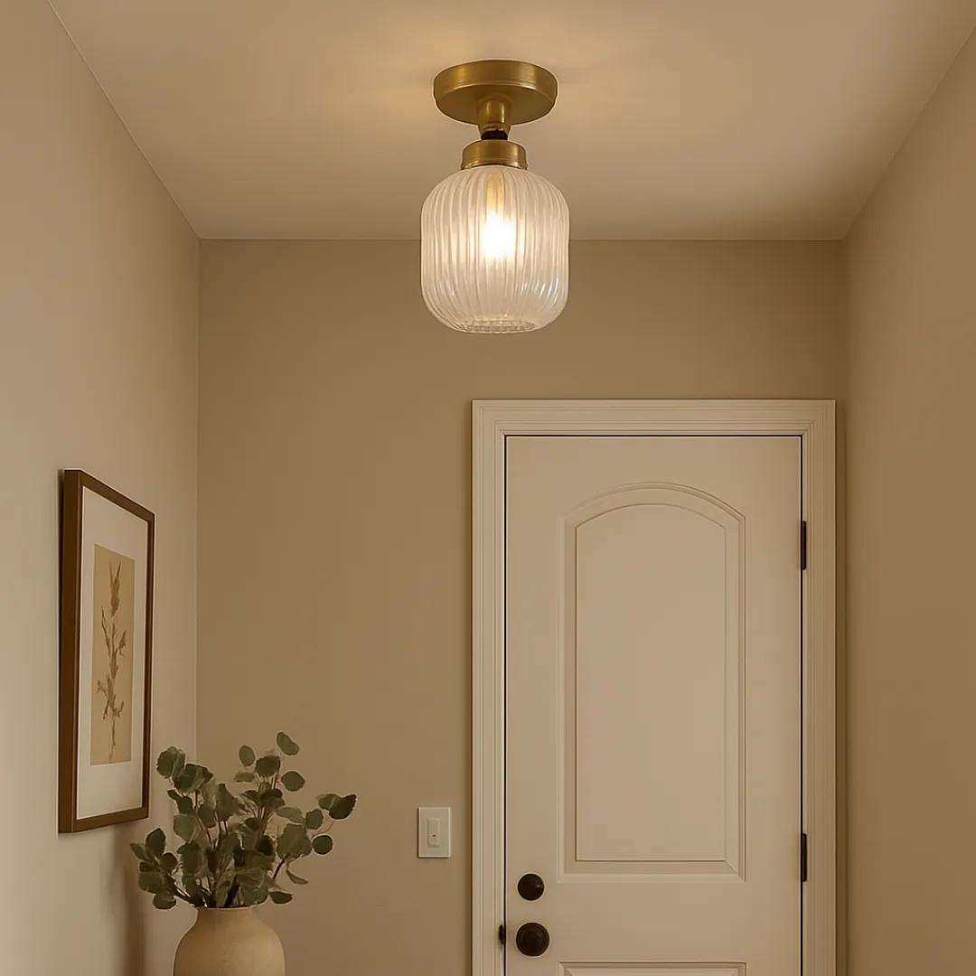 Riva Semi-Flush Ceiling Light - Antique Brass, Glass product