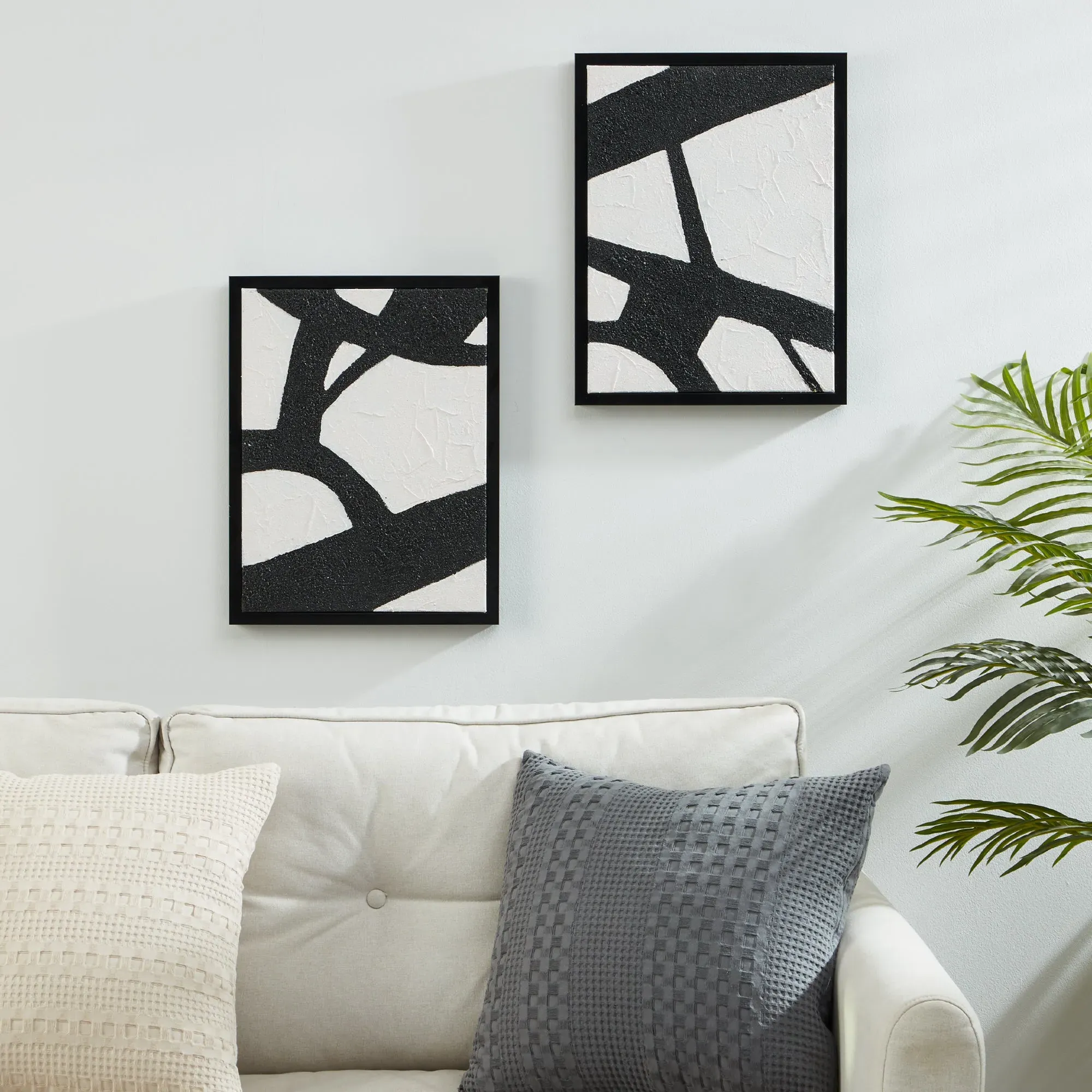 Roberval Set of 2 Wall Canvas - Black, White product