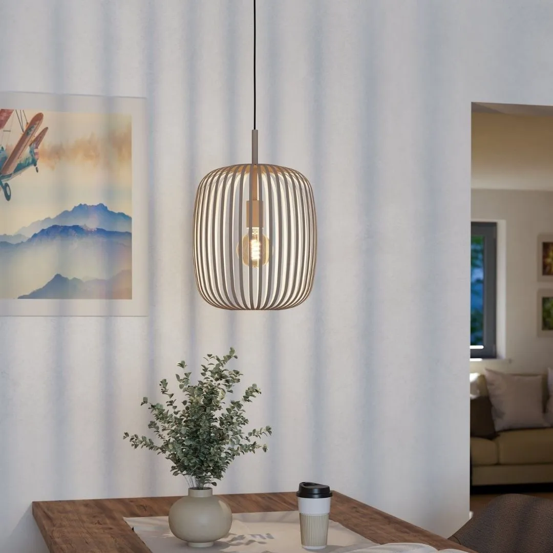 Romazzina 1-Light Caged Pendant Ceiling Light - Sand, Steel product