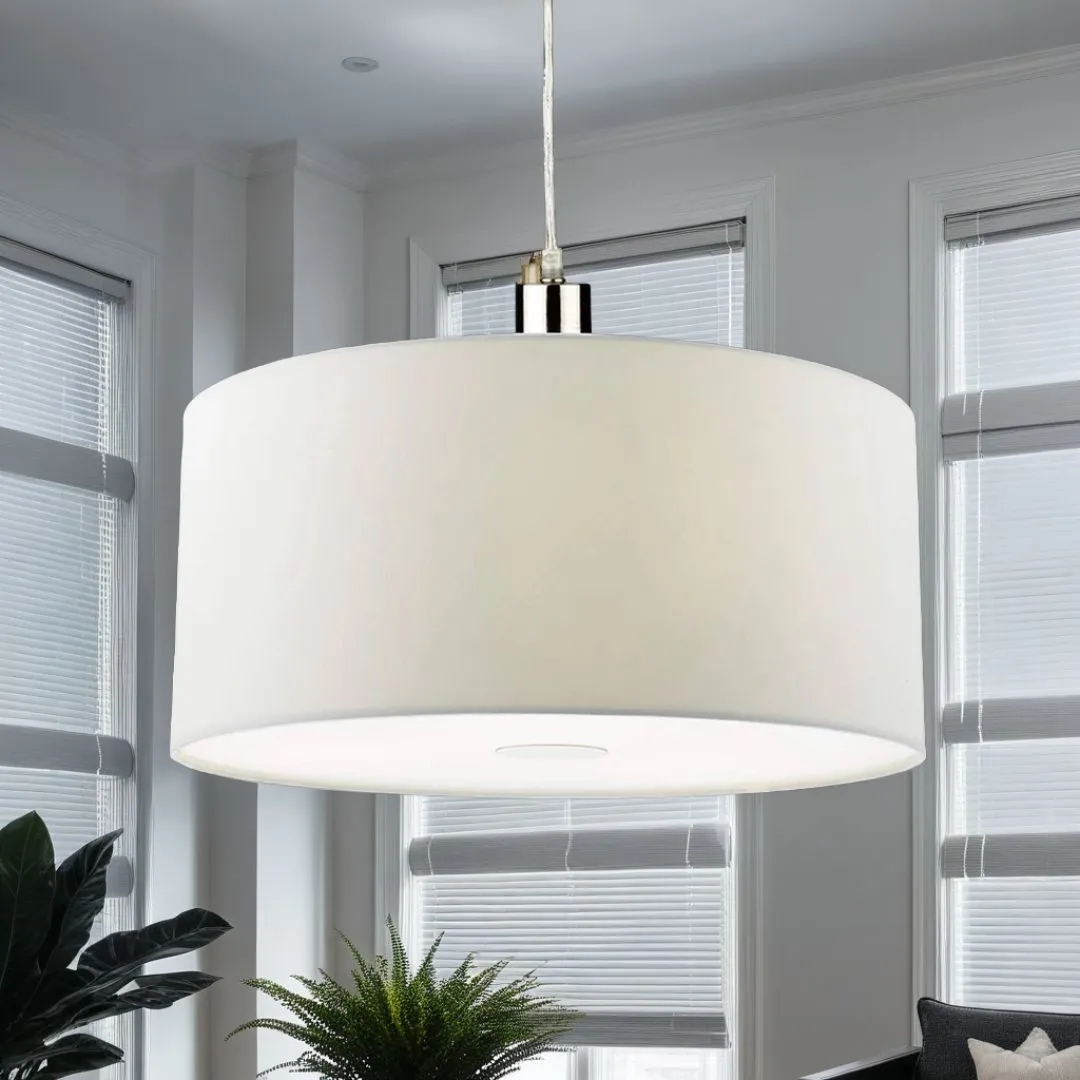 Ronda Drum Pendant Light Shade - White, Faux Silk product
