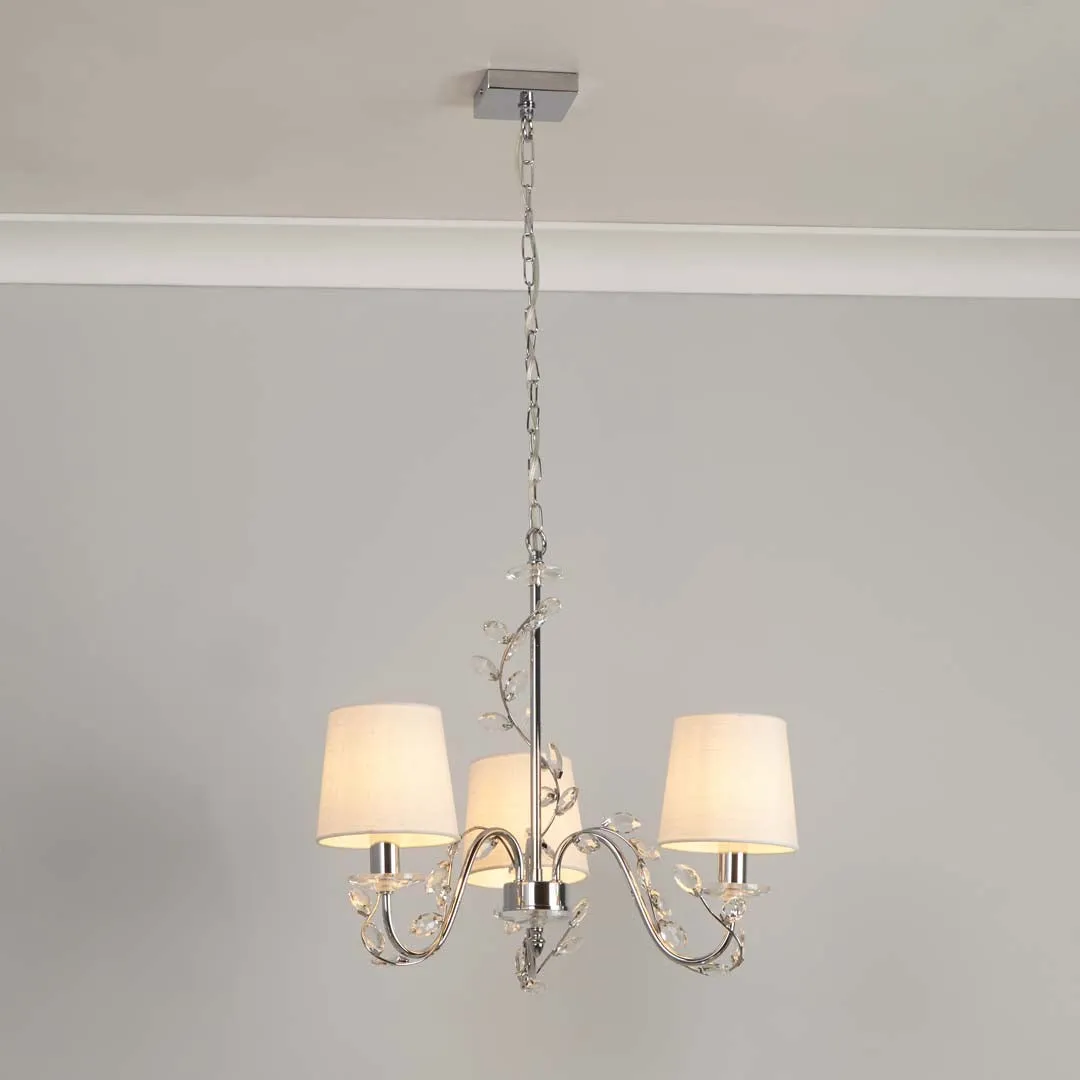 Rosie 3-Light Shaded Chandelier - Chrome, Clear Glass product