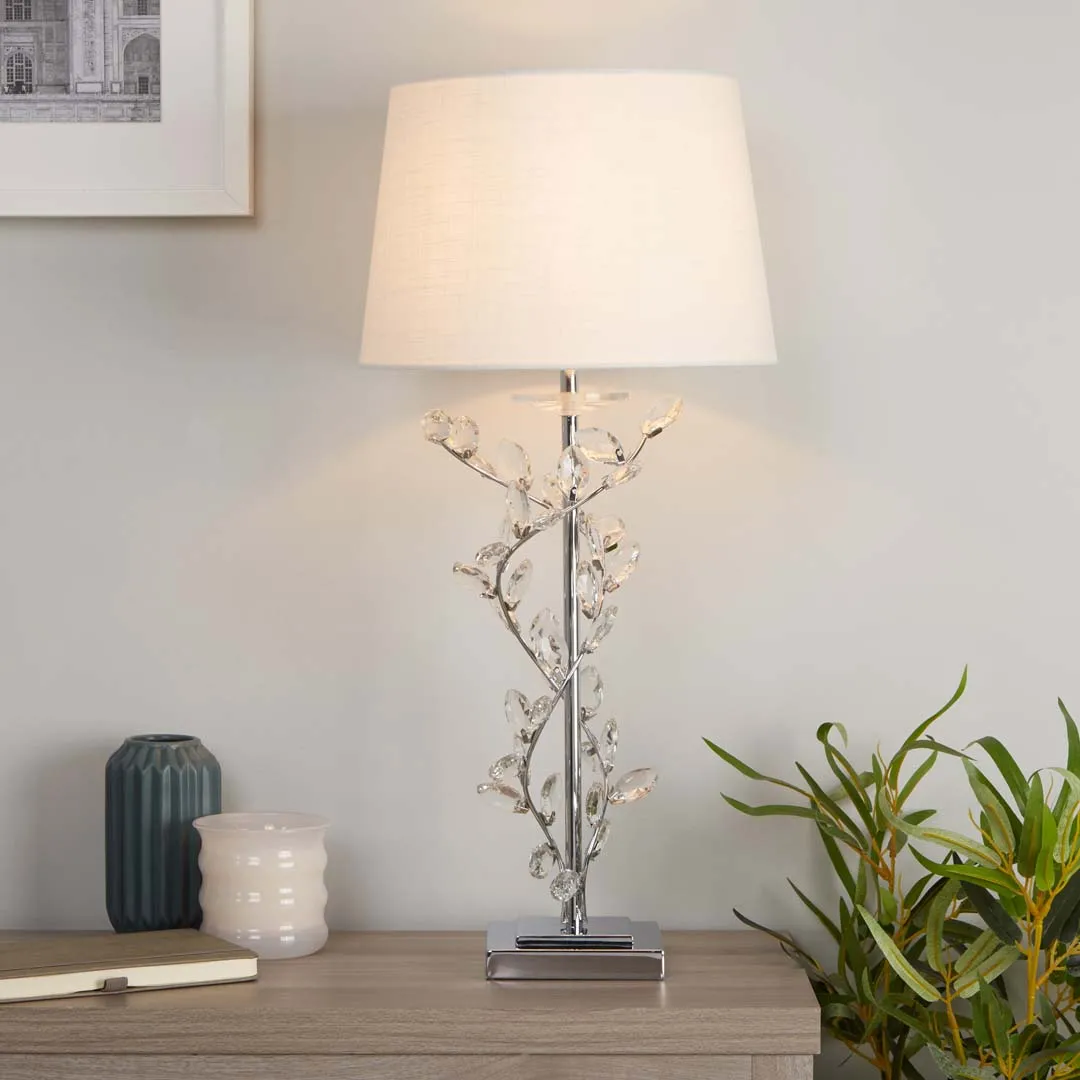 Rosie Chrome & Clear Glass Trim Table Lamp - White product