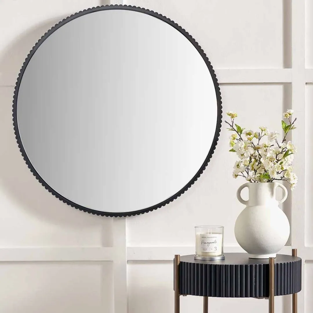 Round Wall Mirror - Black, Metal product