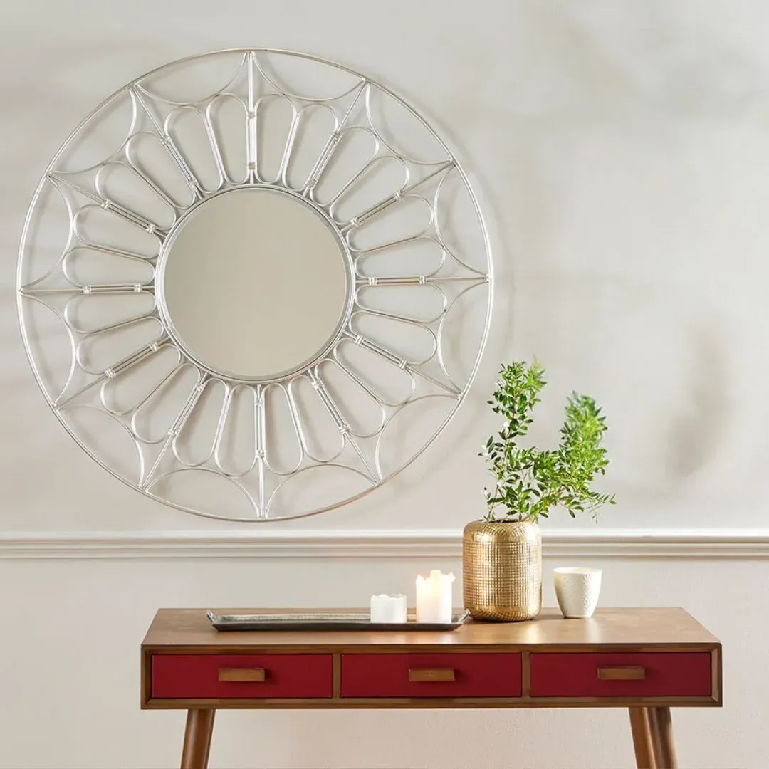 Round Wall Mirror - Silver, Metal product