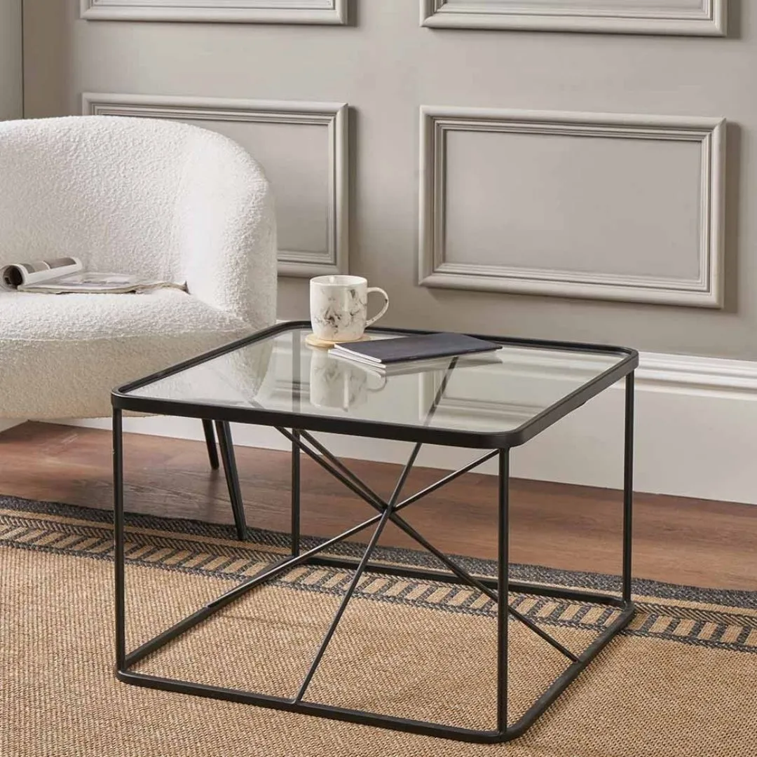Roxy Square Coffee Table - Black, Glass Metal product