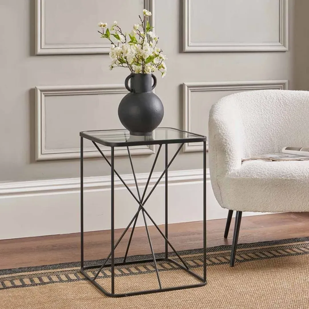 Roxy Square Side Table - Black, Glass product