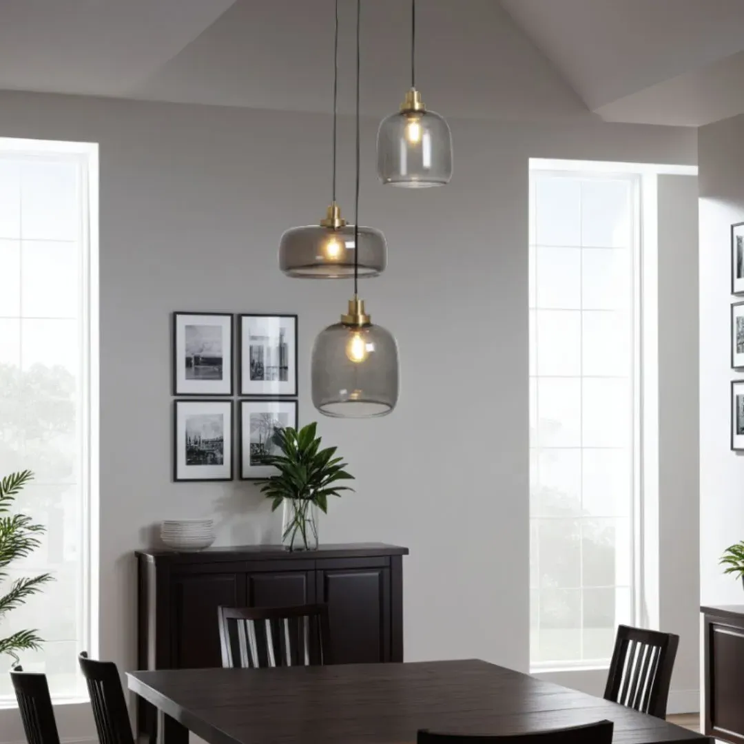 Ruiz 3-Light Ceiling Pendant - Antique Gold, Smoked Glass product
