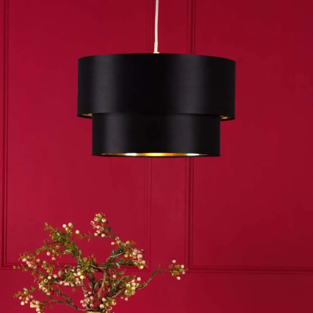 Rute Tiered Pendant Shade - Black, Fabric product