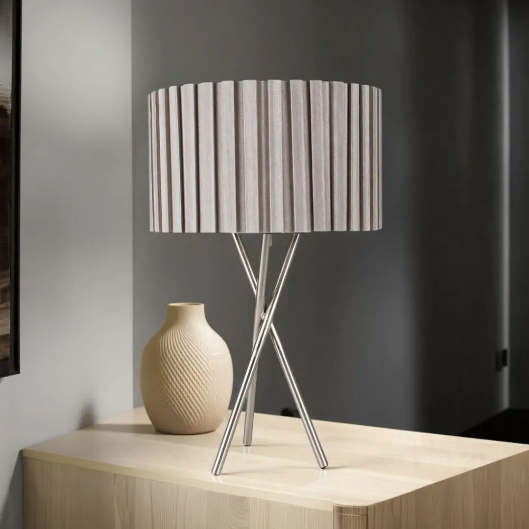 Sabella Table Lamp - Satin Nickel, Taupe Fabric product