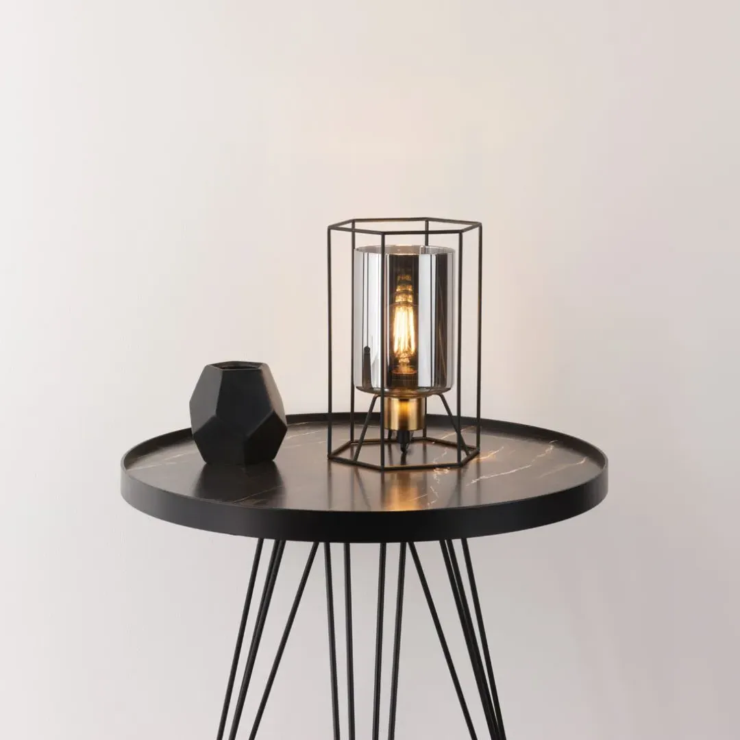 Sabrina Table Lamp - Black, Smoked Glass product