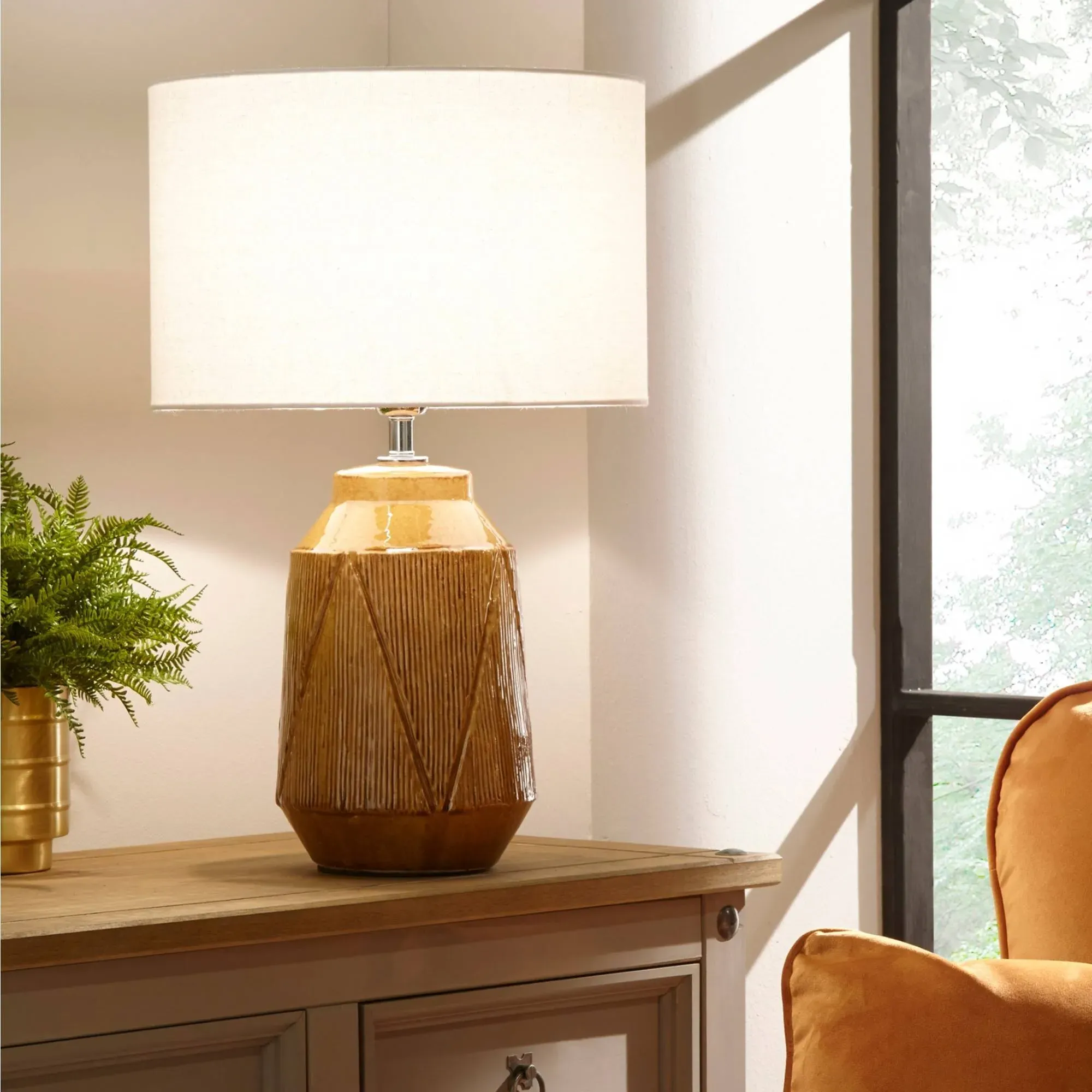 Safi Ceramic Table Lamp - Ochre product