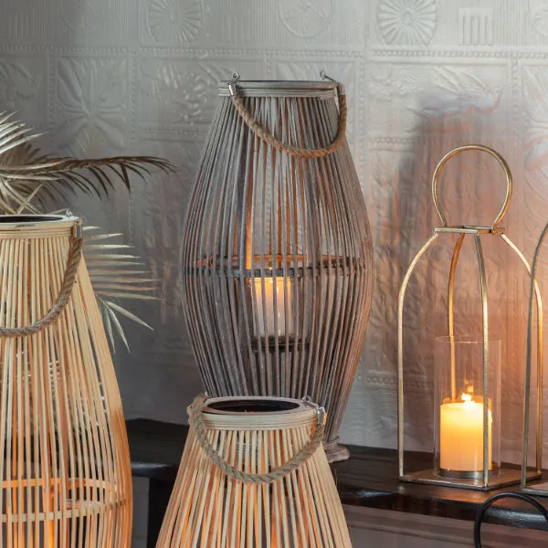 Sandal Small Lantern - Grey, Rattan product