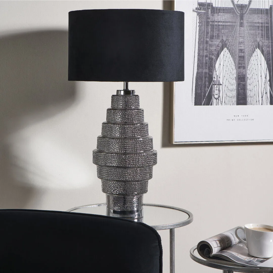 Saskia Table Lamp - Black, Smoked Grey Glass product