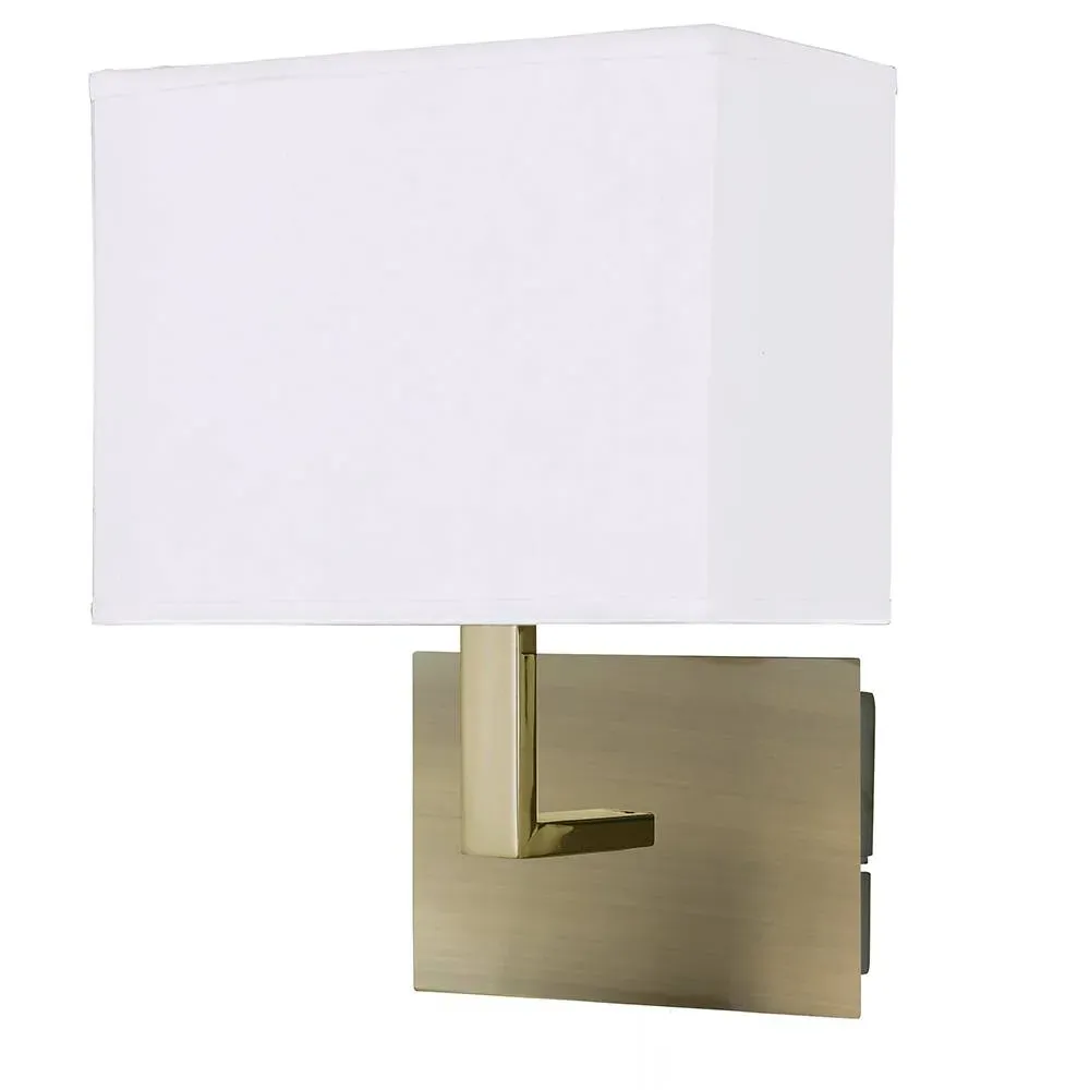 Searchlight Antique Brass Wall Light - White Shade product