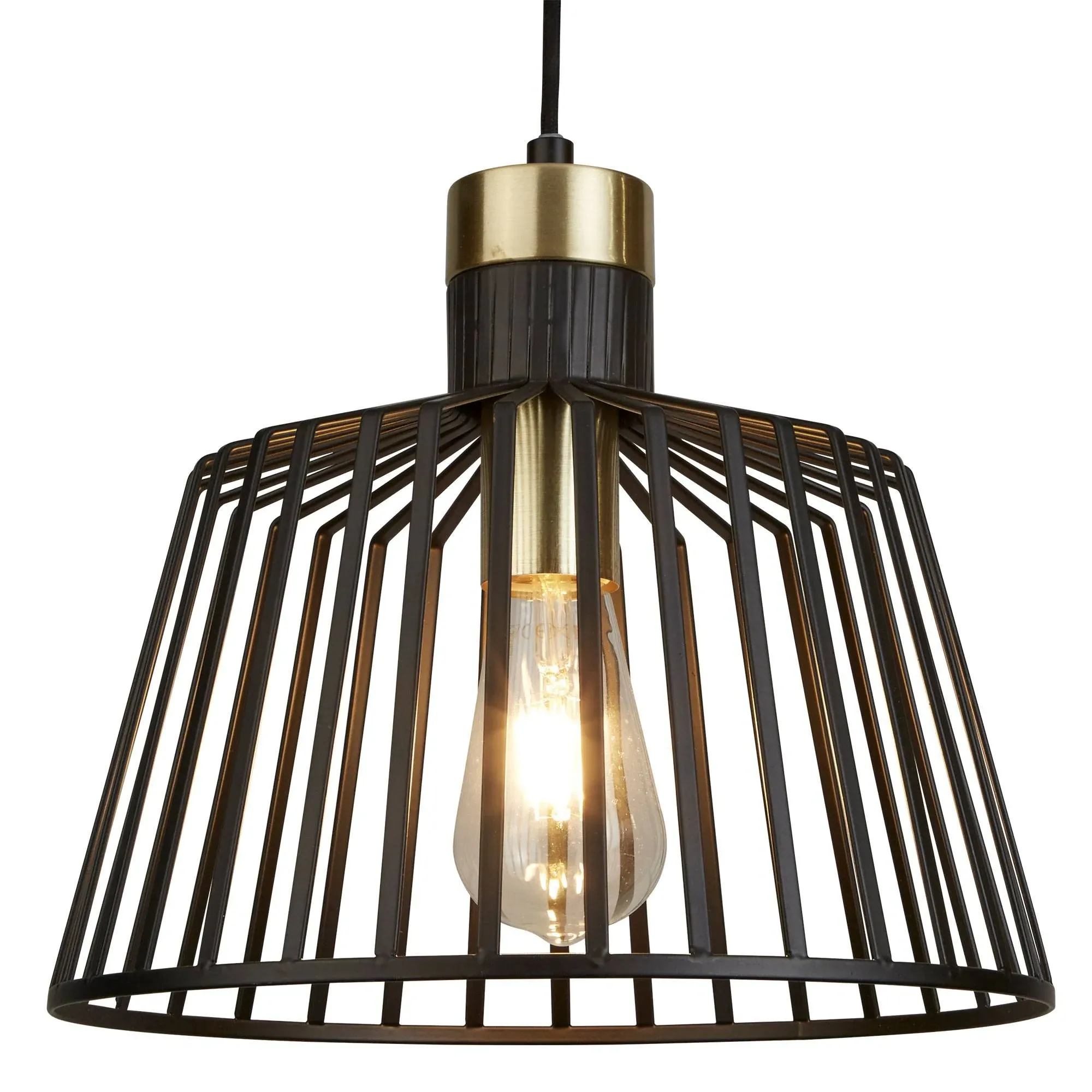 Searchlight Birdcage Pendant Ceiling Light - Black, Gold product