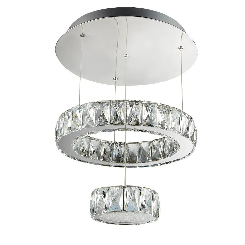 Searchlight Clover 2-Tier LED Flush Ceiling Light - Chrome, Crystal product