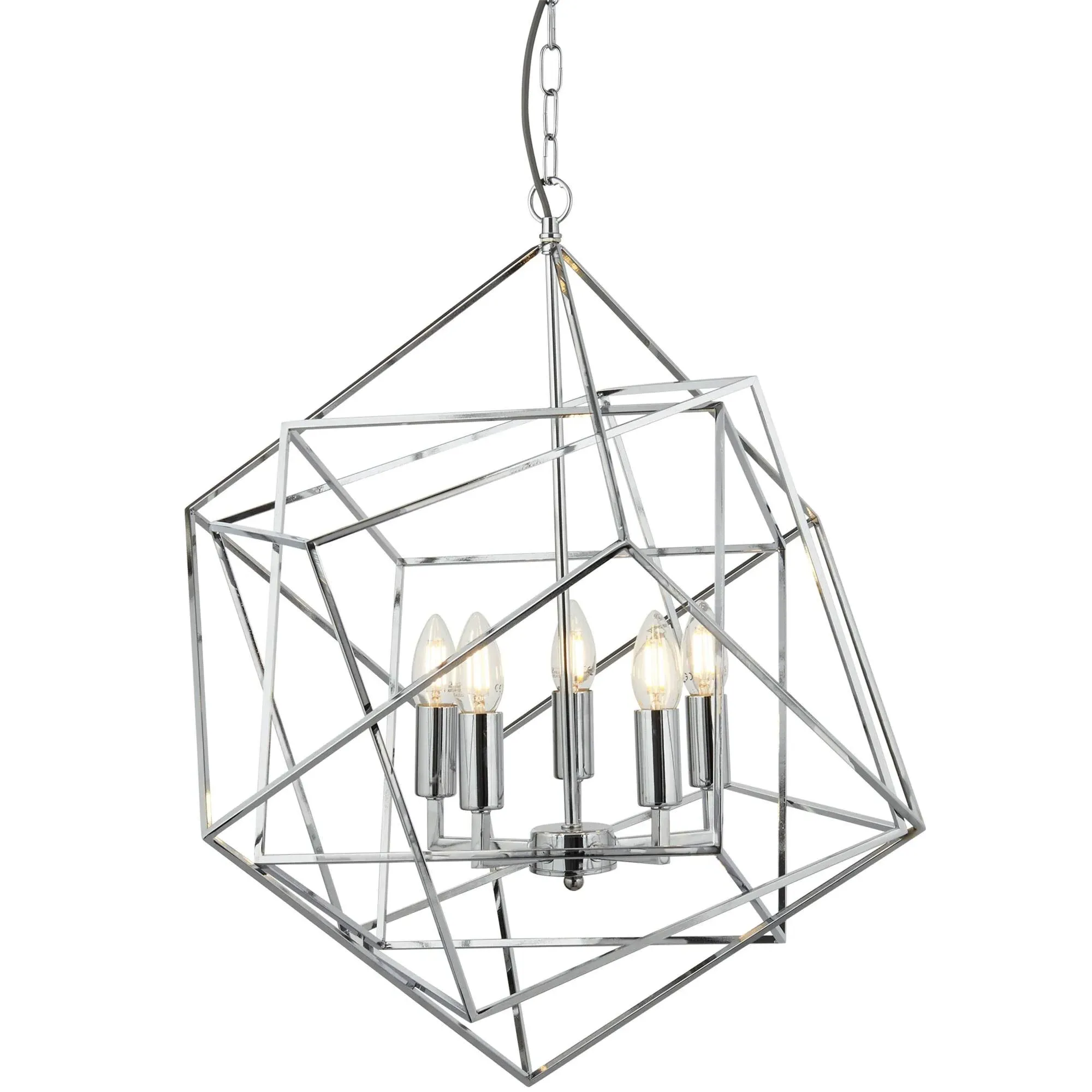 Searchlight Cube Pendant Ceiling Light - Chrome product