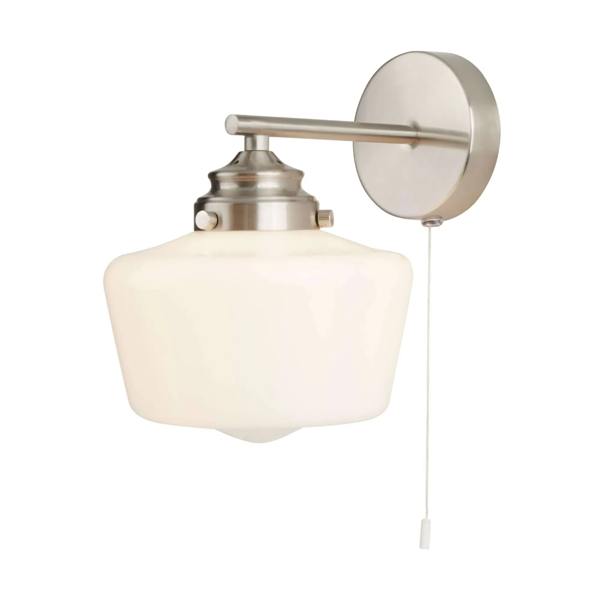 Searchlight School House Wall Light - Satin Chrome, Opal Glass product