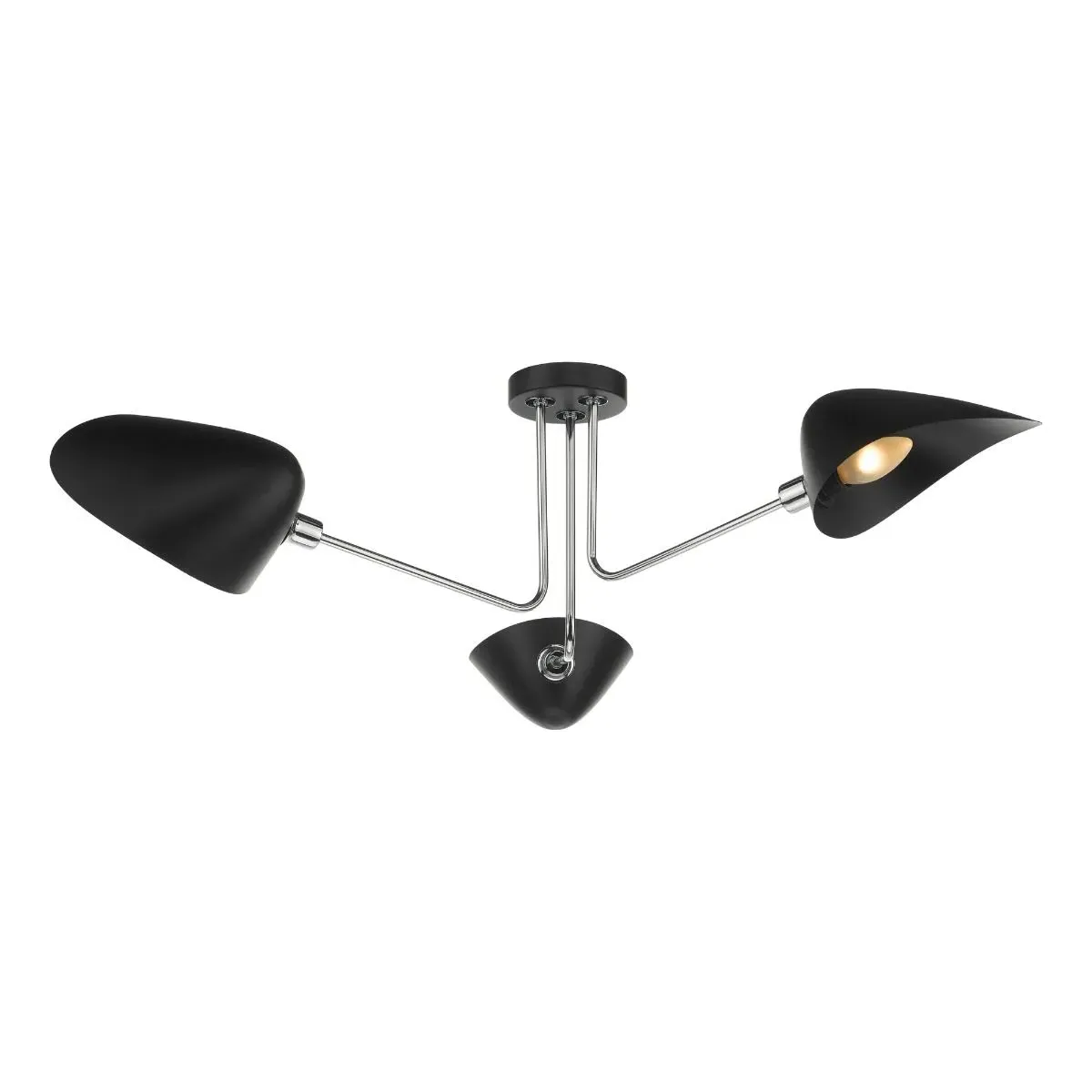 Sebastian 3-Light Semi Flush Ceiling Light - Black, Polished Chrome product