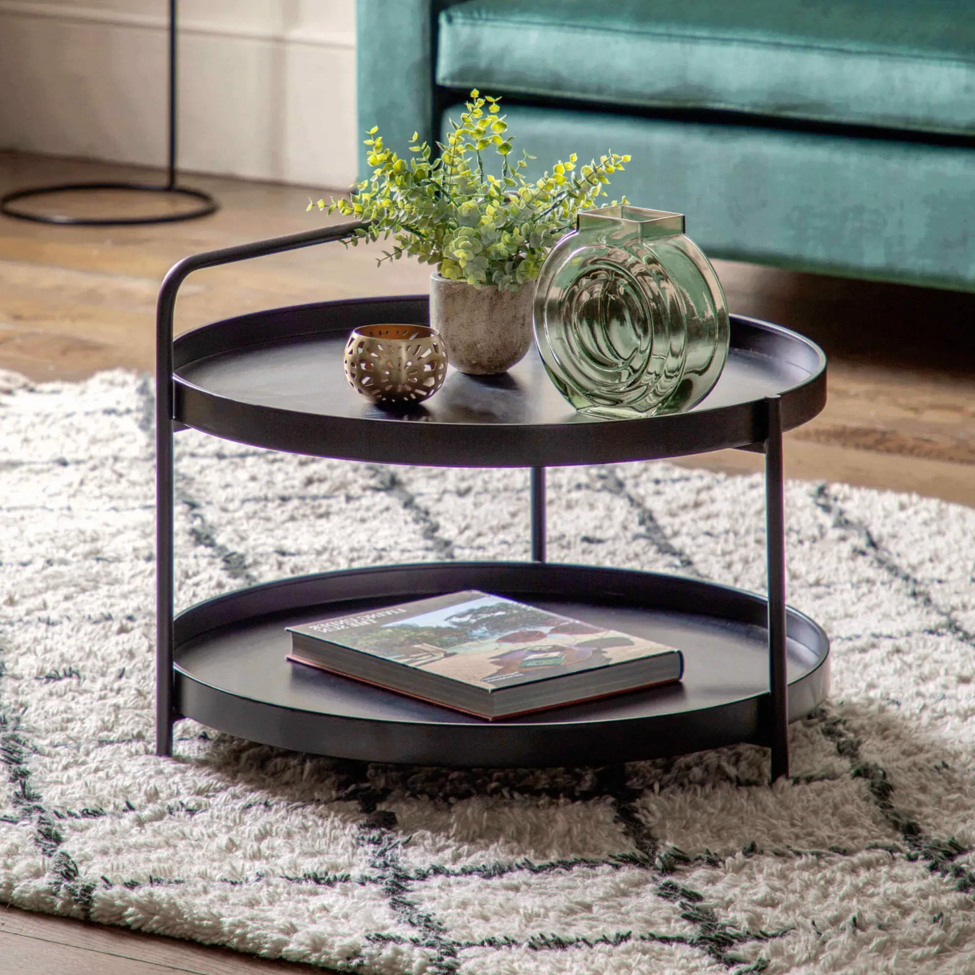 Sennen Coffee Table with Shelf - Black, Metal product