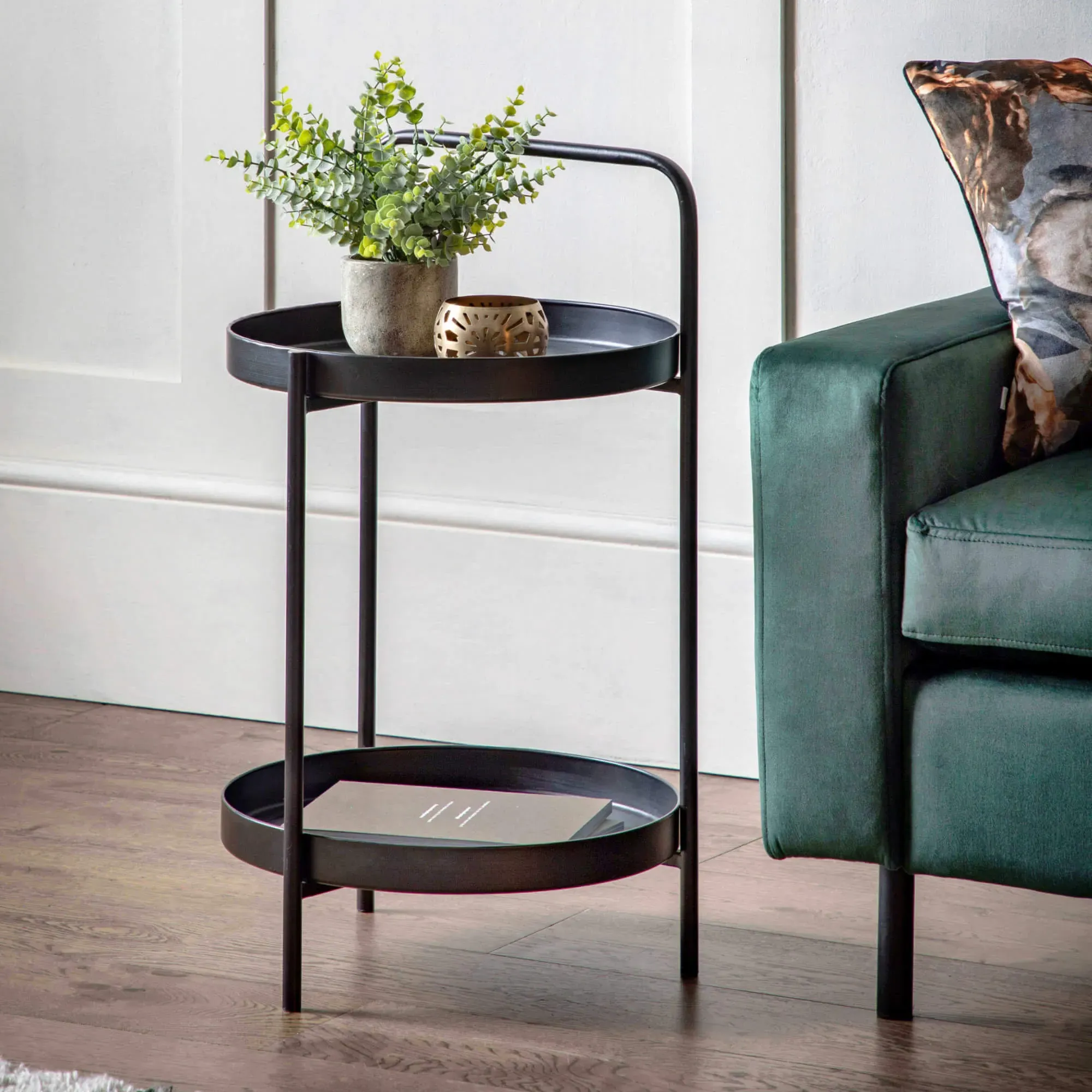 Sennen Side Table with Shelf - Black, Metal product