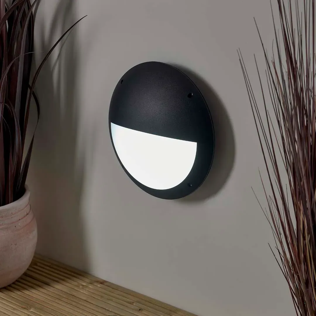 Seran Eyelid LED Outdoor Wall Light IP65 - Black, Polycarbonate product