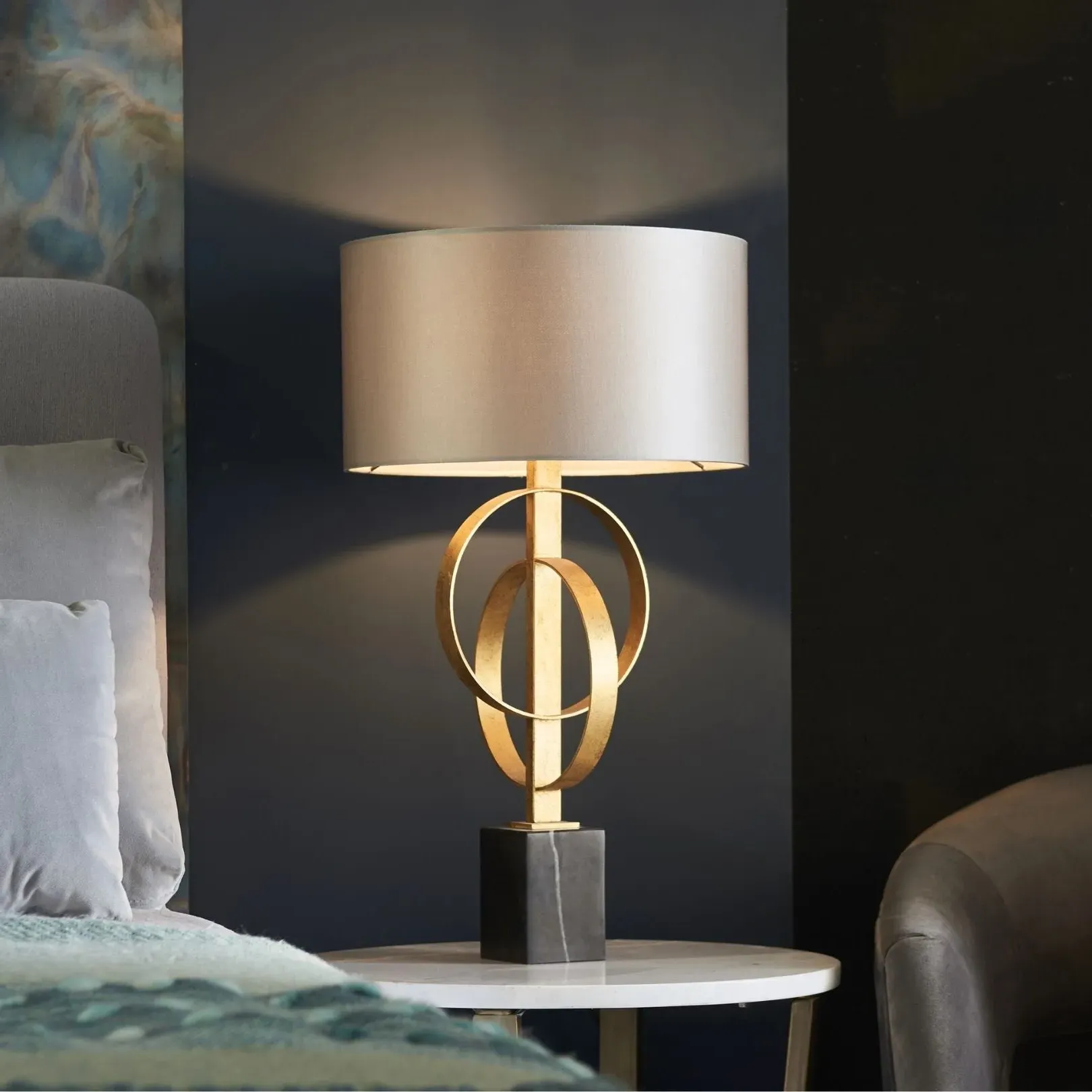 Serenity Table Lamp - Antique Gold, Black Marble product