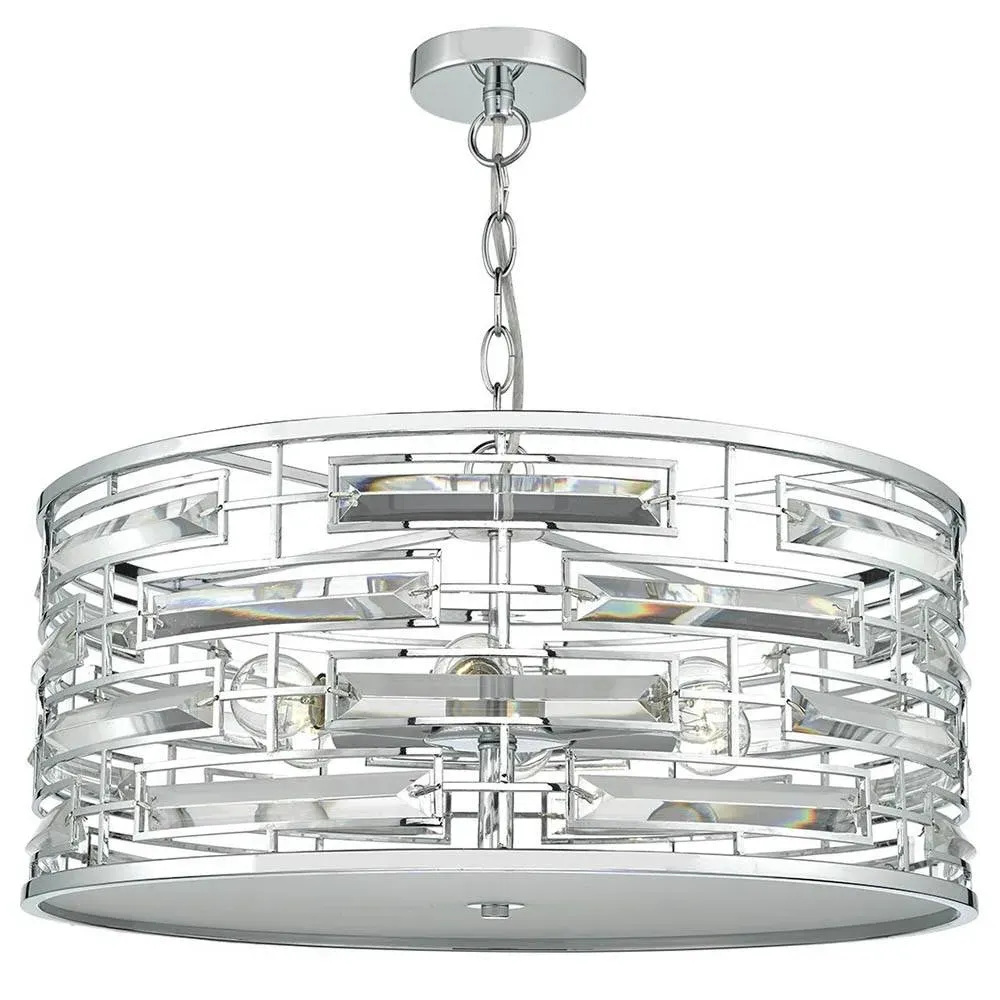 Seville 6-Light Crystal Drum Pendant - Chrome, Glass product
