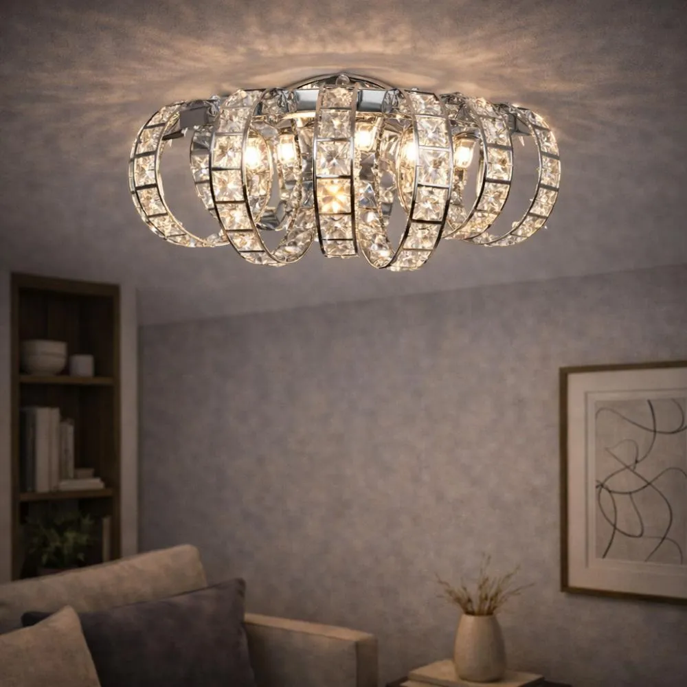 Shakira Semi-Oval LED Wall Light - Chrome, Crystal product