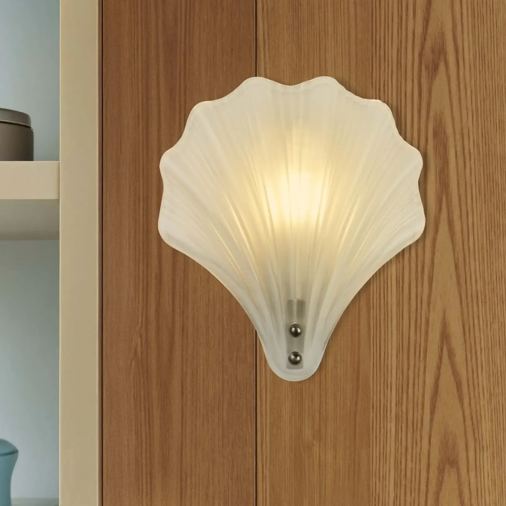 Shell Wall Light IP44 - Frosted Glass, Satin Silver product