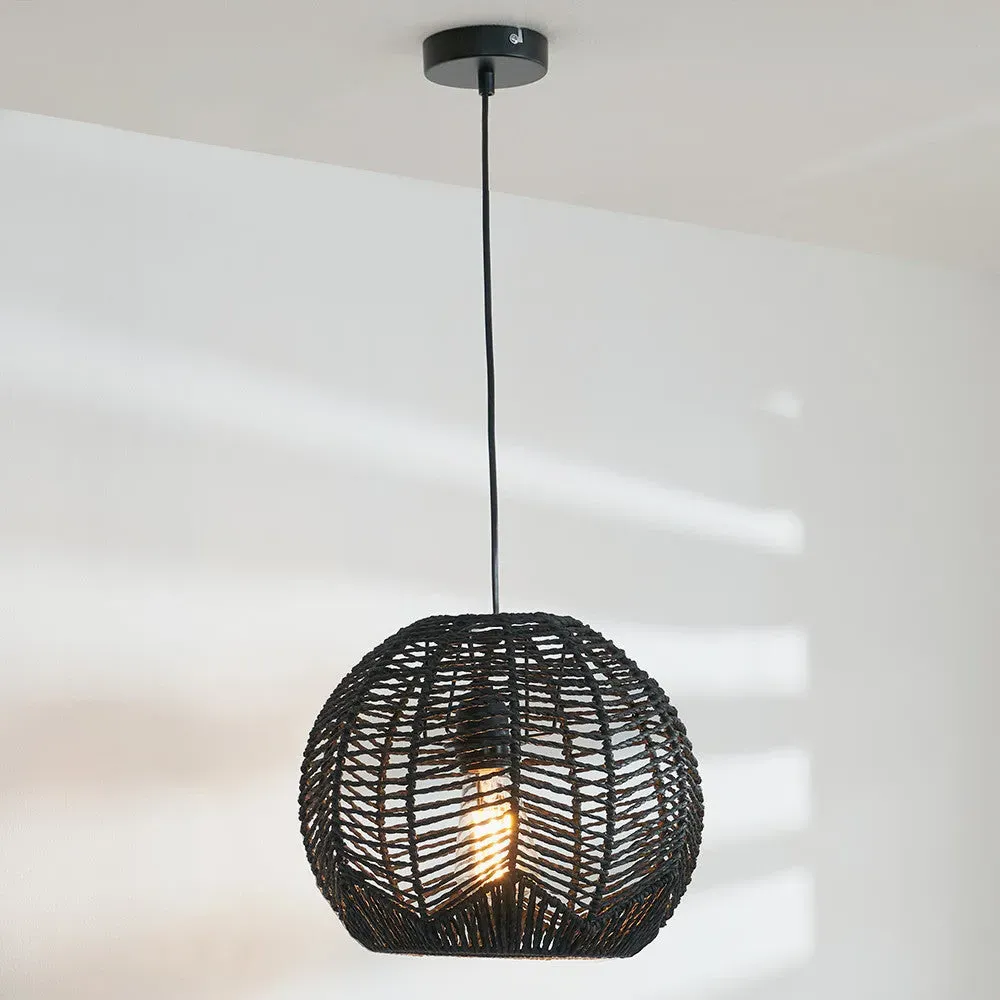Sibuco Woven Paper Pendant Light - Black product