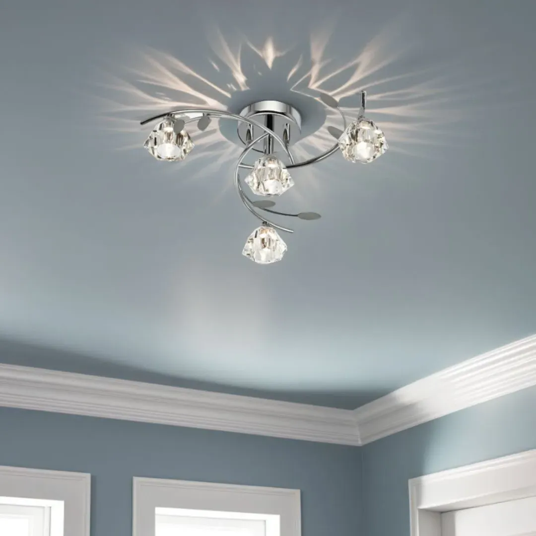 Sierra 4-Light Semi-Flush Ceiling Light - Chrome, Clear Glass product