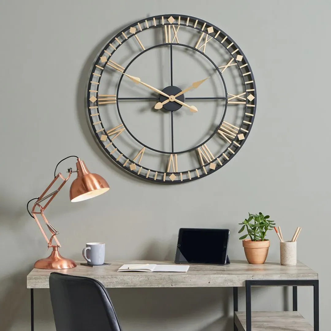 Skeleton Round Wall Clock - Bronze product
