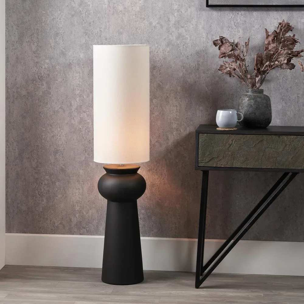 Sloane Floor Lamp - Black, White Fabric product