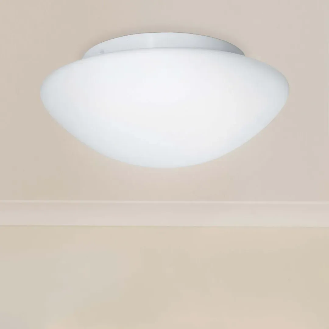 Small Flush Bathroom Ceiling Light - White, Opal Glass product