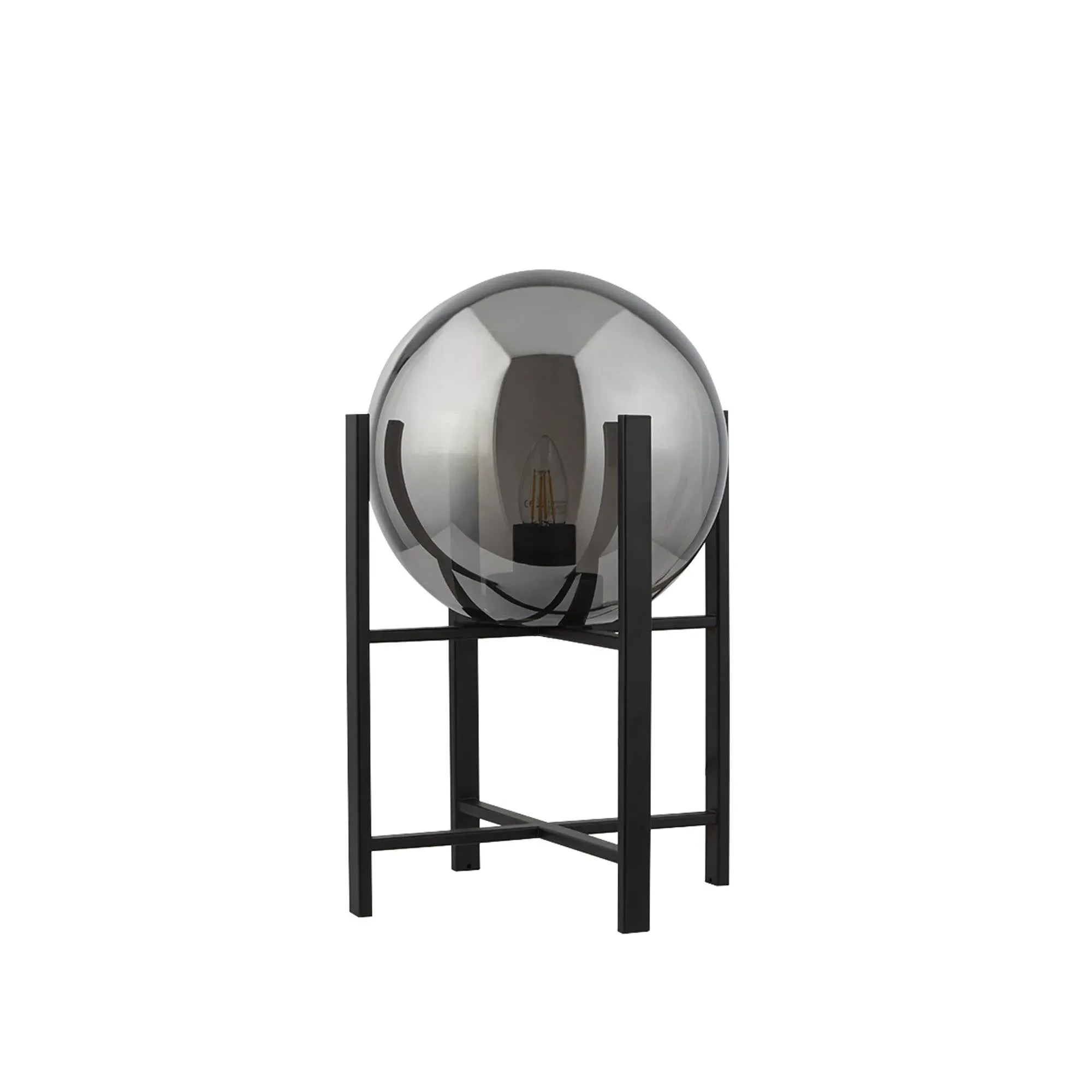 Smoked Glass Sphere Table Lamp - Matt Black product