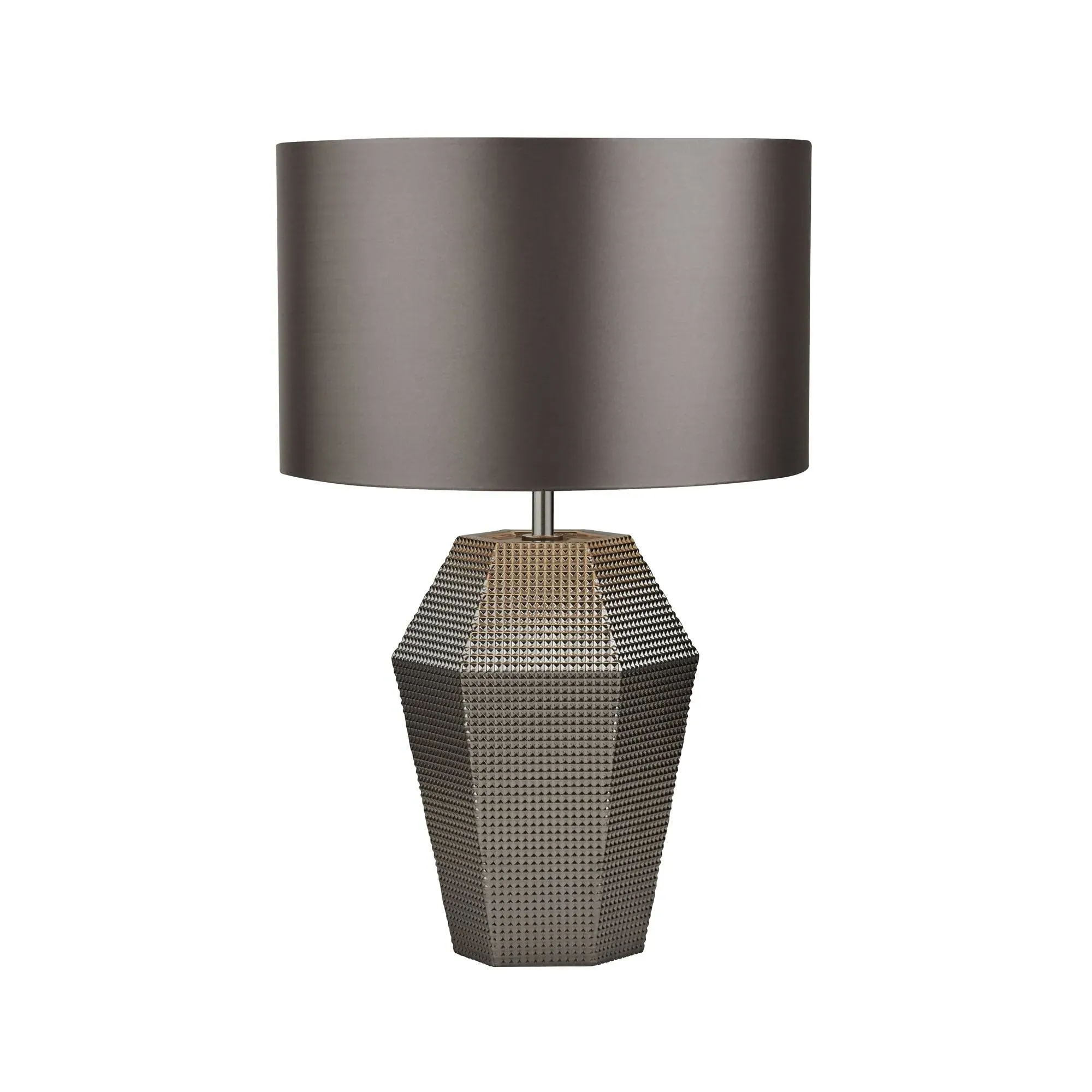 Smoked Glass Table Lamp with Grey Drum Shade product