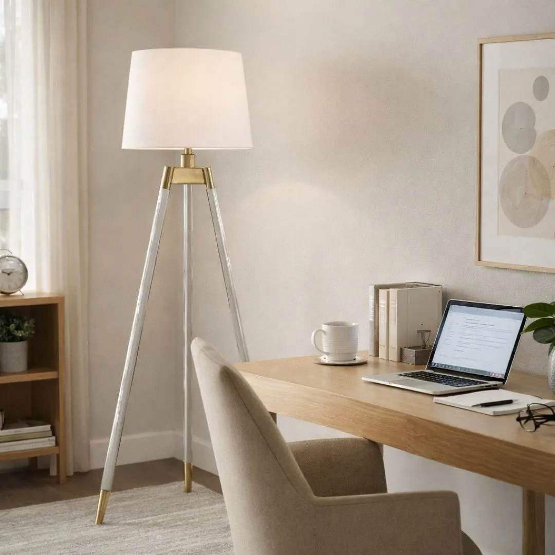 Sophie Tripod Floor Lamp - White, Antique Brass product