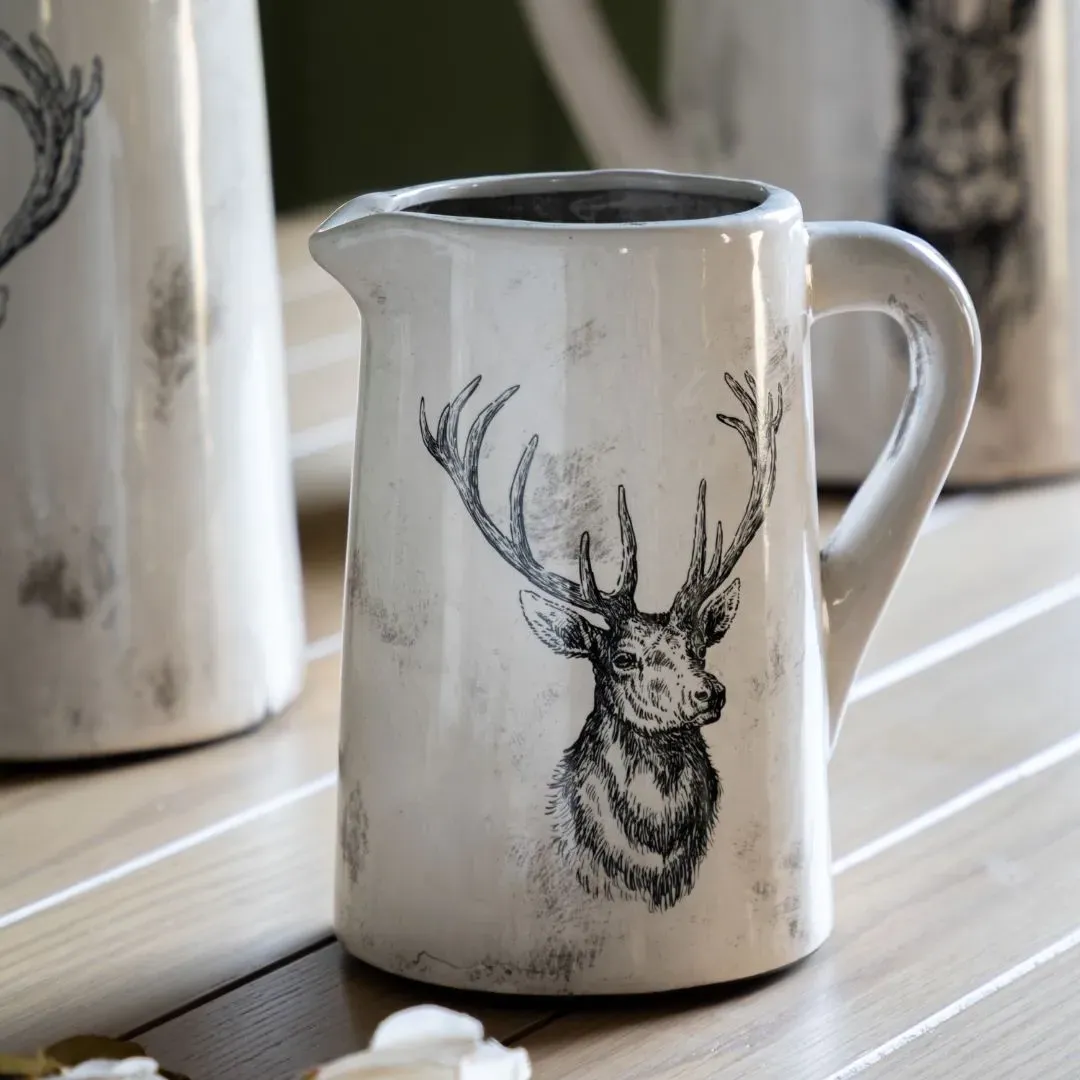 Stag Medium Pitcher Vase - White, Ceramic product