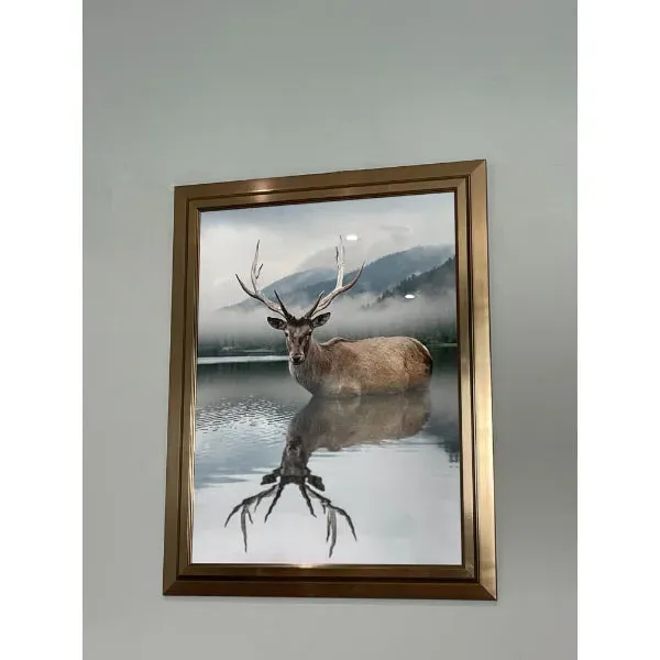 Stag Reflection Wall Art with Mirrored Frame - Bronze product