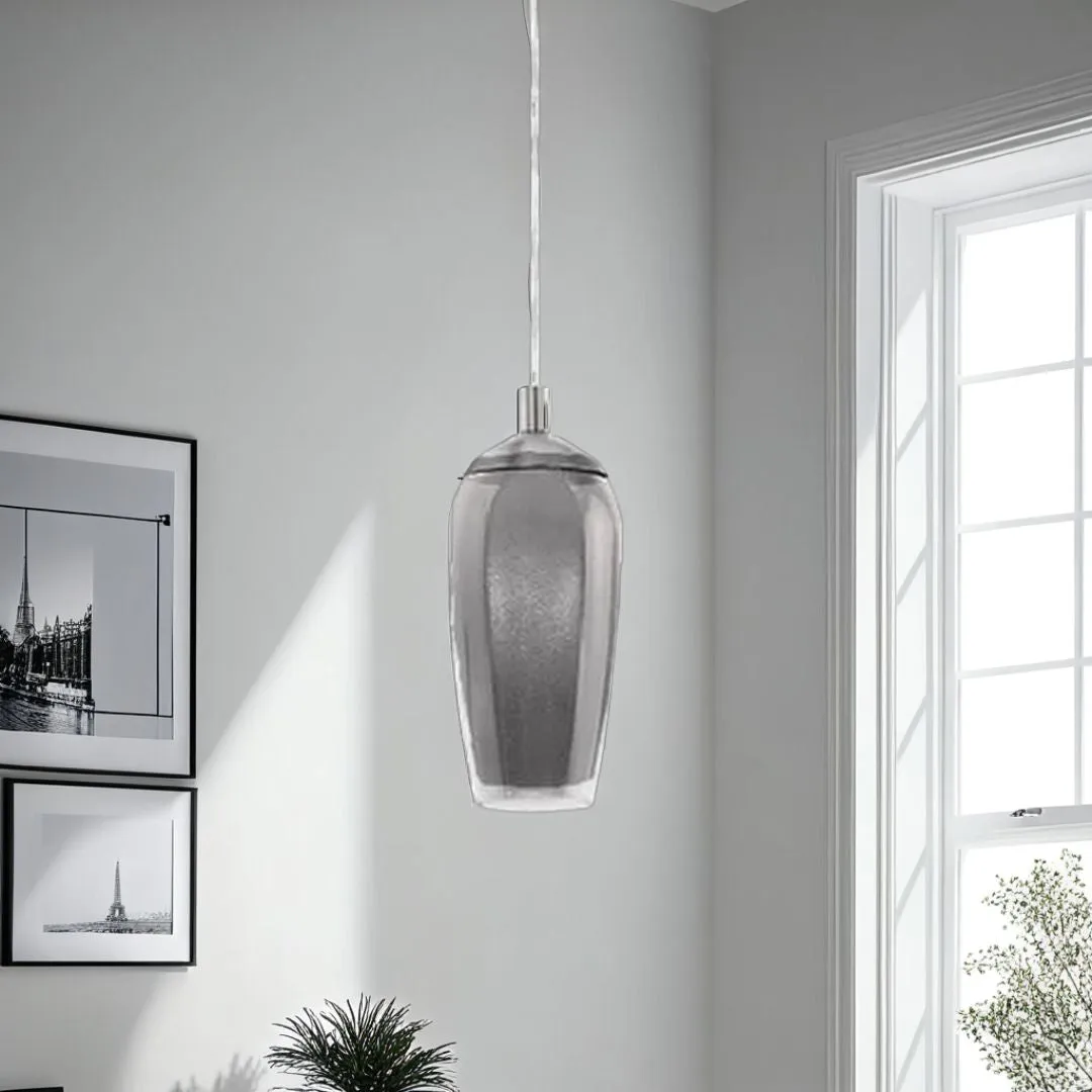 Stephie Pendant Ceiling Light - Satin Nickel, Smoked Glass product