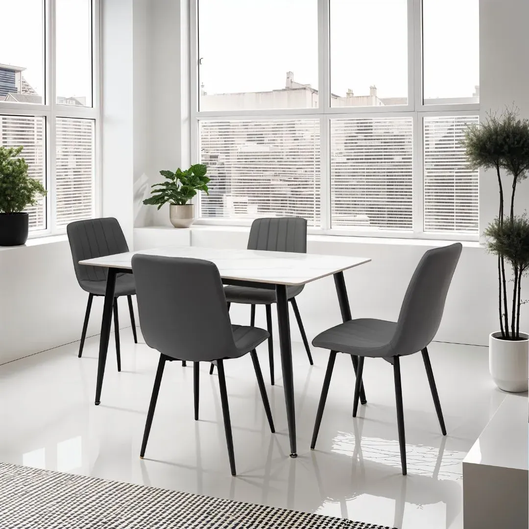 Stockholm 4-Seater Dining Set - White, Sintered Stone product
