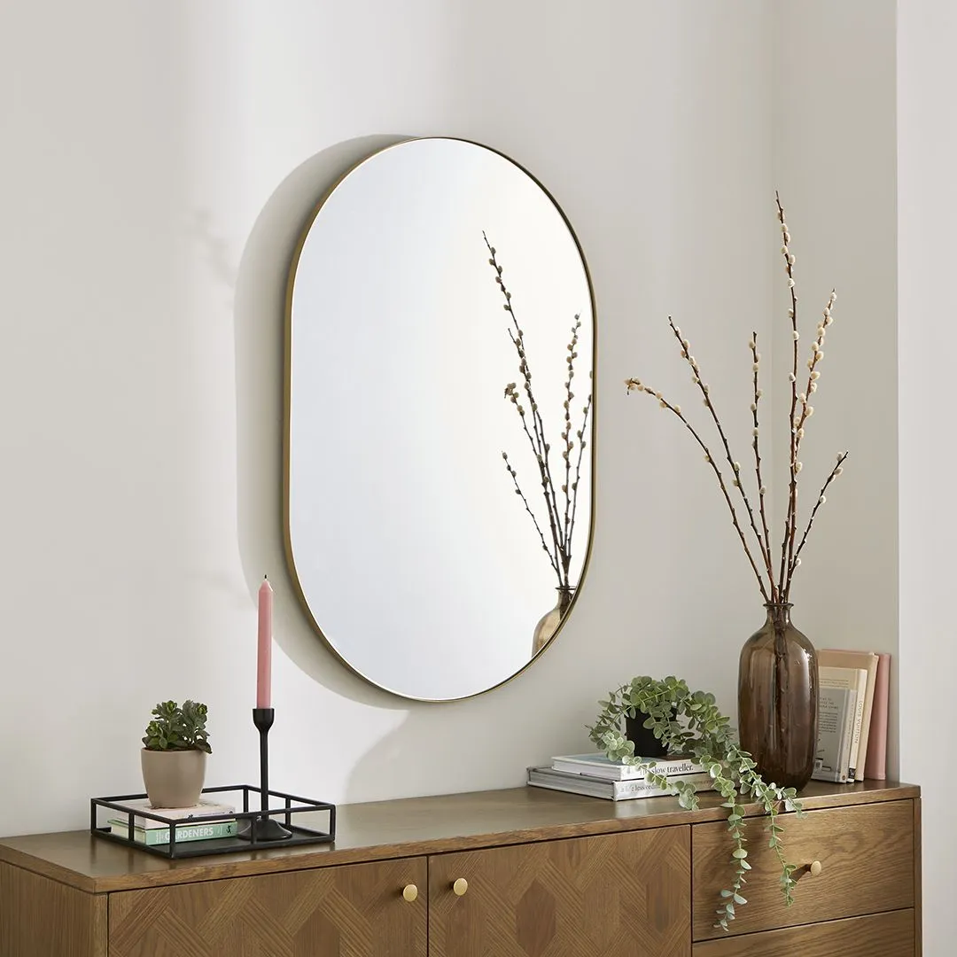Stoob Oval Mirror - Champagne, Metal product